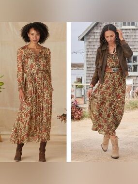 Sundance Litzy Bloom Tiered Maxi Dress Boho Western Floral Brown Rust Women’s M